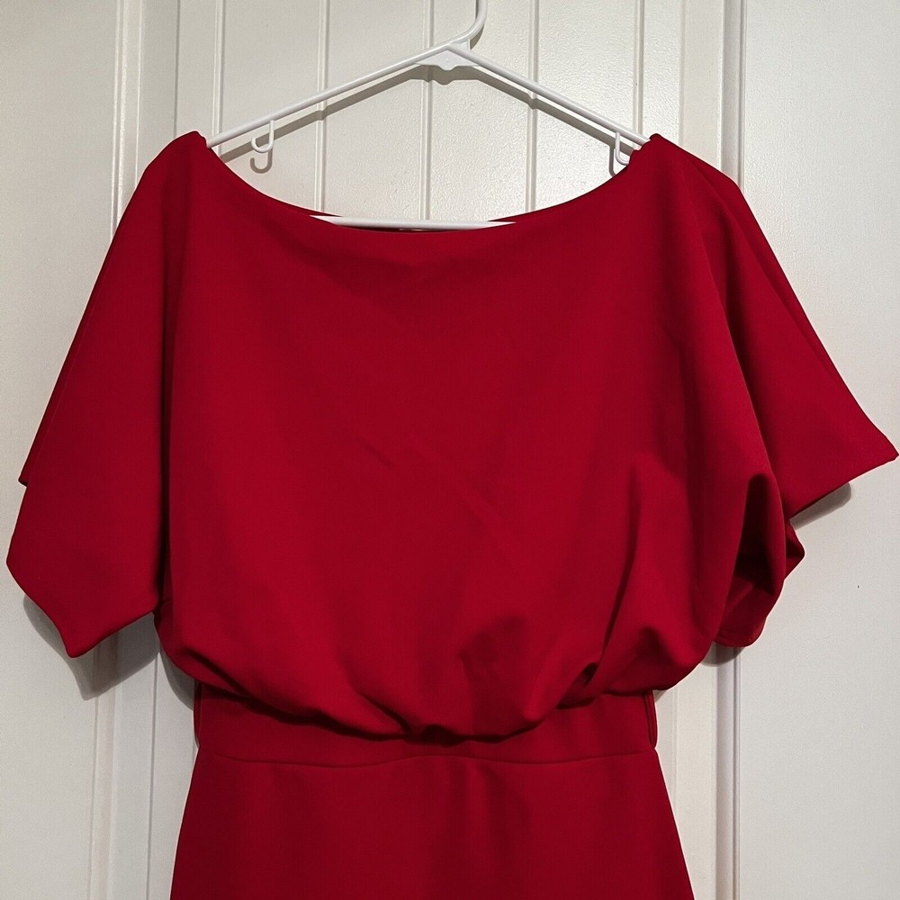 Pretty Little Thing Wrap Front Red Flutter Kimono Sleeve Midi Dress Size 8 NWT - Picture 6 of 16